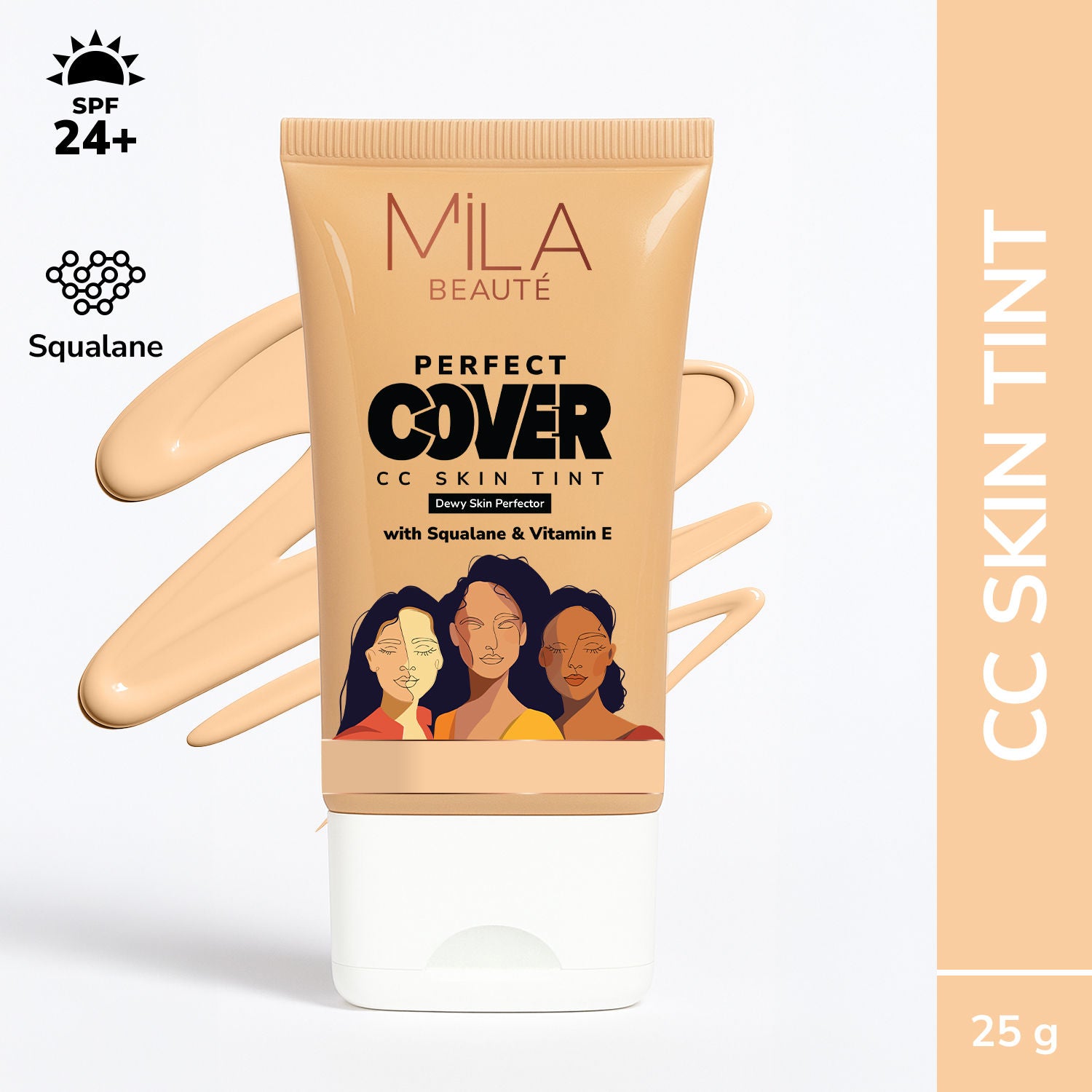 Mila Beaute Perfect Cover CC Skin Tint with SPF 24+ & Squalane - 03 Cream Puff