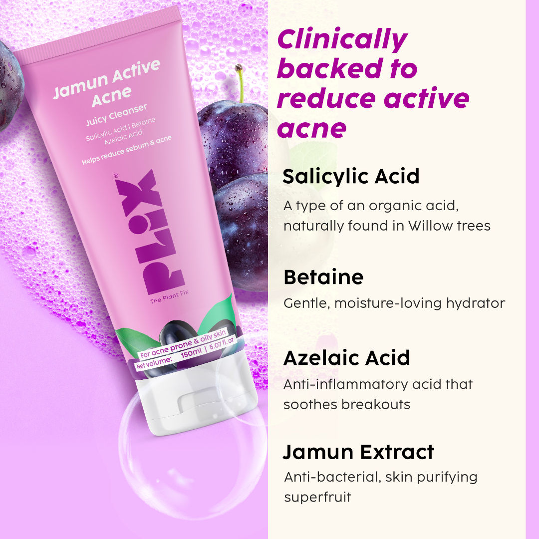 Jamun Active Acne Cleanser with Salicylic Acid Helps Reduce Acne for Daily Use