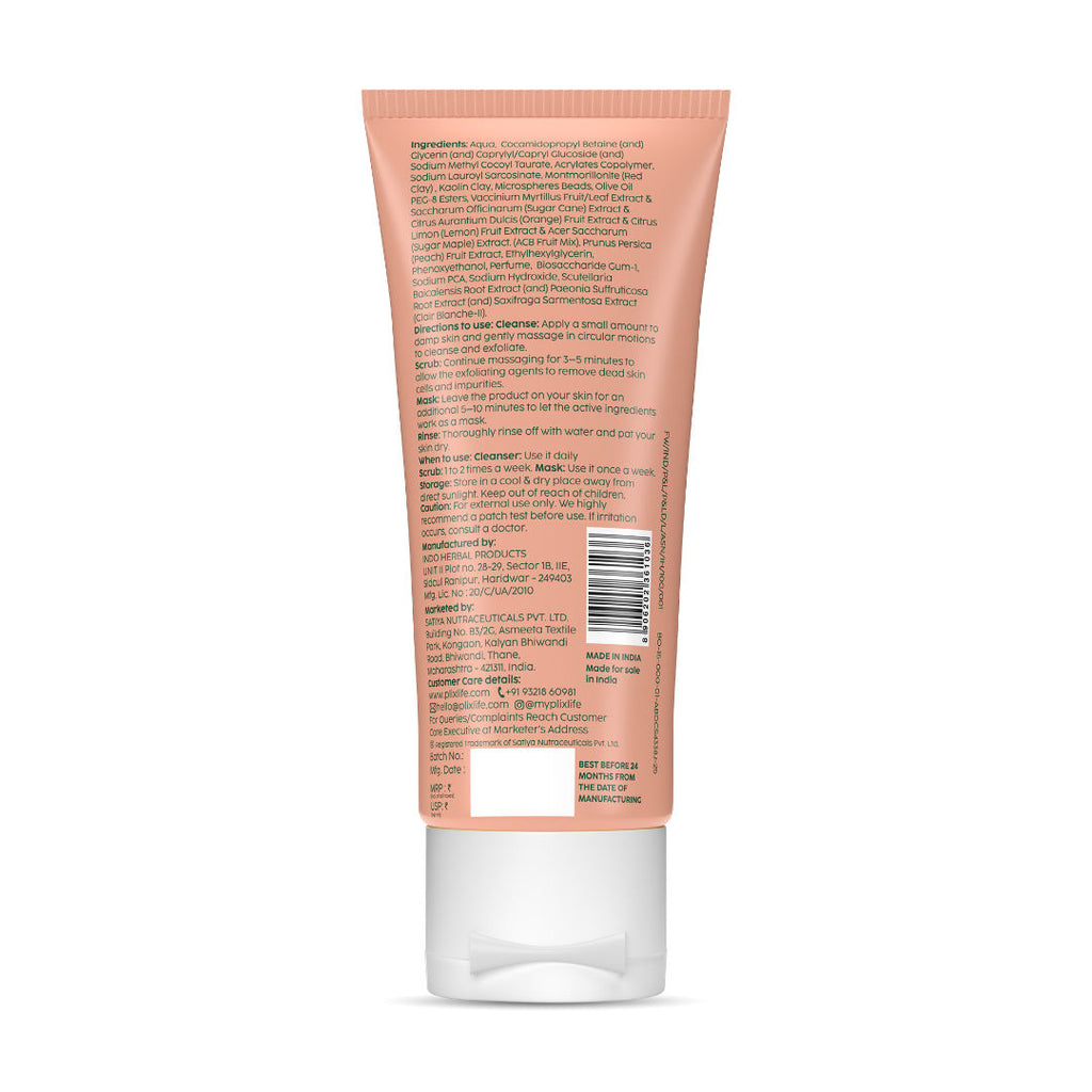 Peaches & Lemon 3-in-1 Detan Face Wash, Scrub & Mask