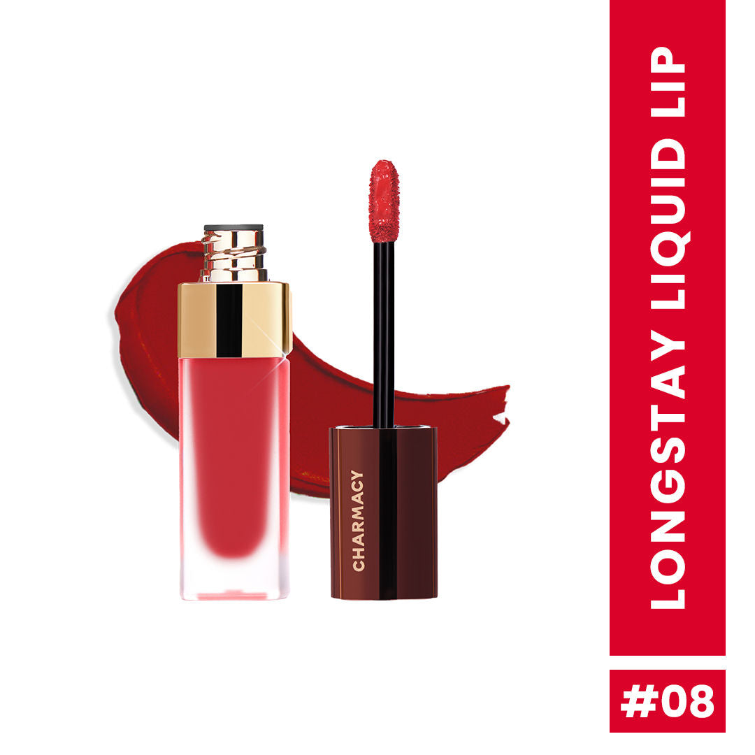 Stunning Longstay Liquid Lipstick - Cherryred 08
