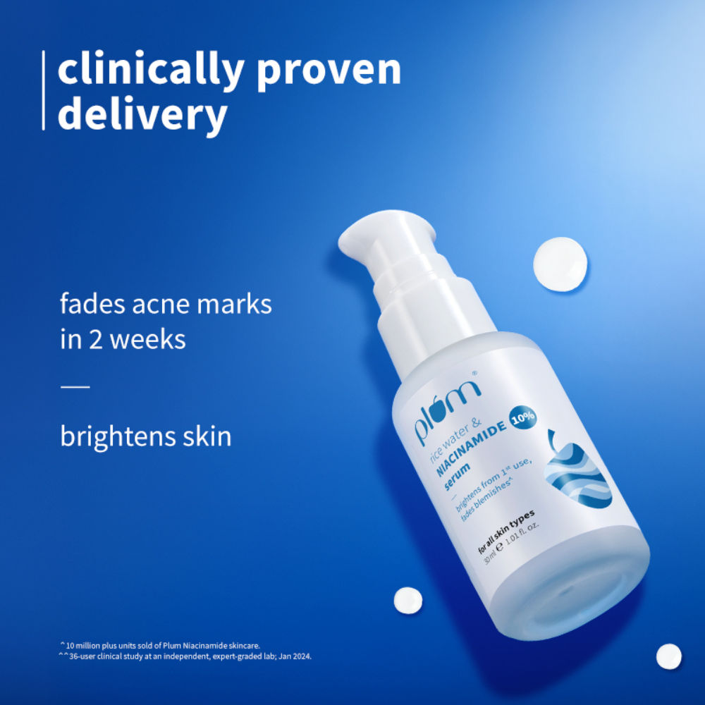 10% Niacinamide Brightening Face Serum with Rice Water, Fades Acne Marks, for Oily to Dry Skin