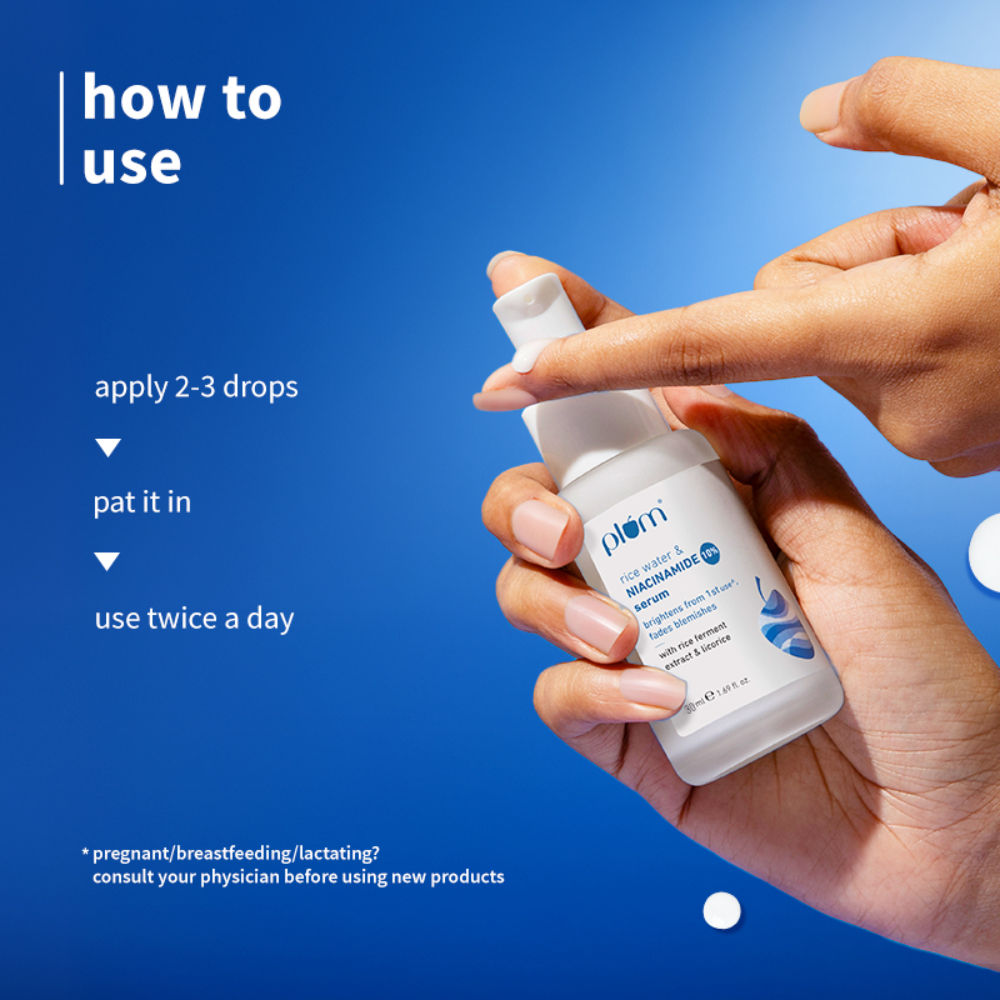10% Niacinamide Brightening Face Serum with Rice Water, Fades Acne Marks, for Oily to Dry Skin