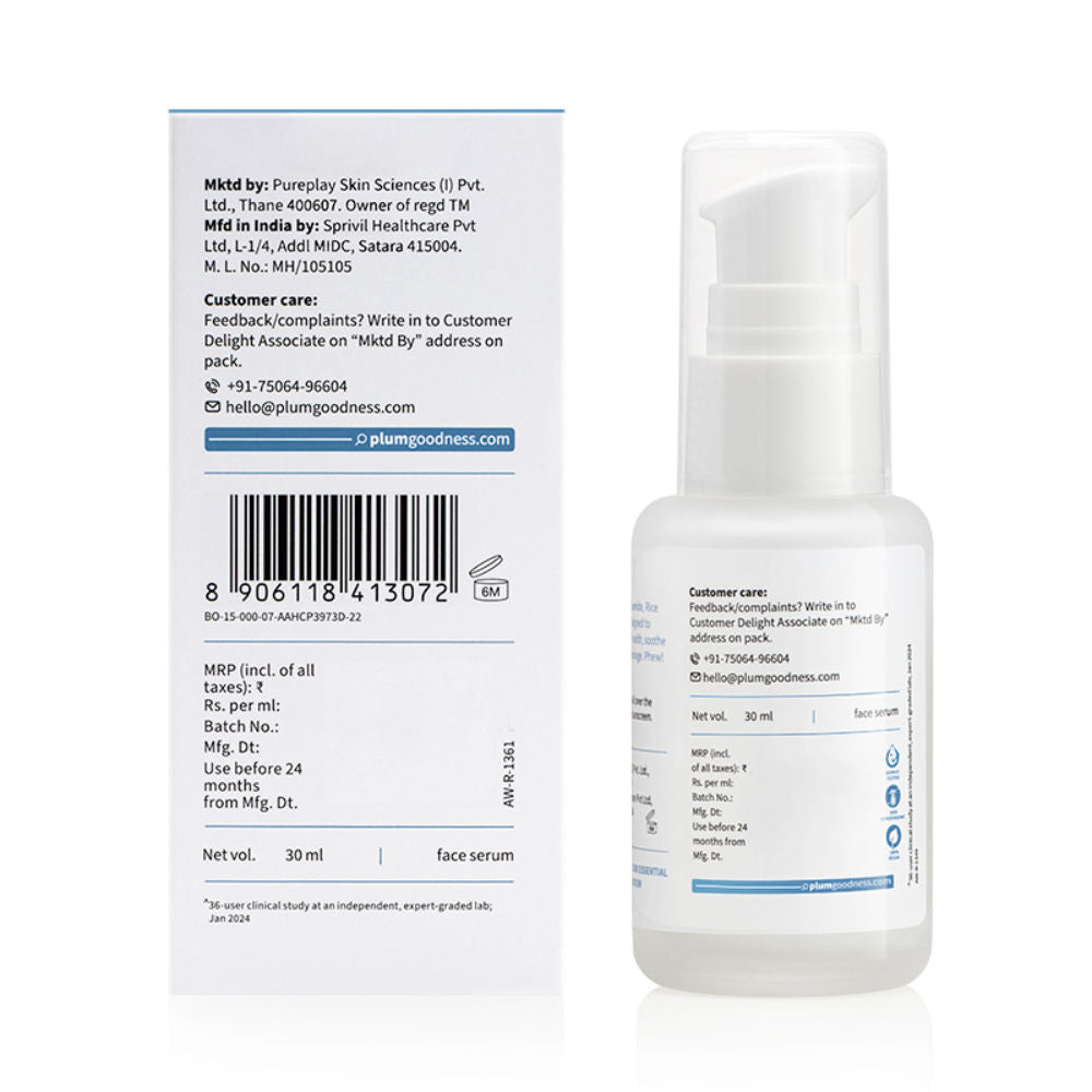 10% Niacinamide Brightening Face Serum with Rice Water, Fades Acne Marks, for Oily to Dry Skin