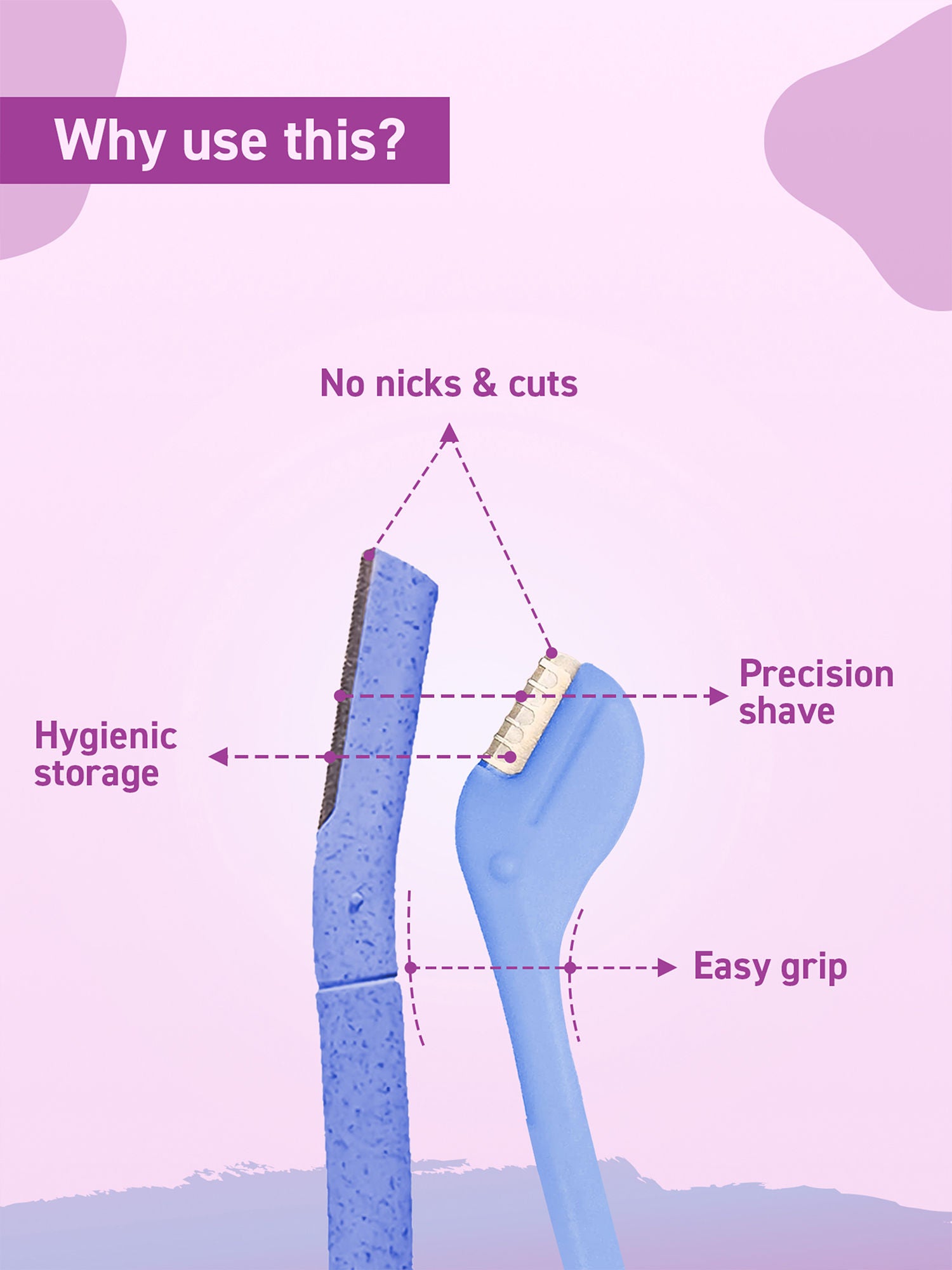 Reusable Facial Hair Removal Razor For Instant & Painfree, Salon-Smooth & Glowing Skin