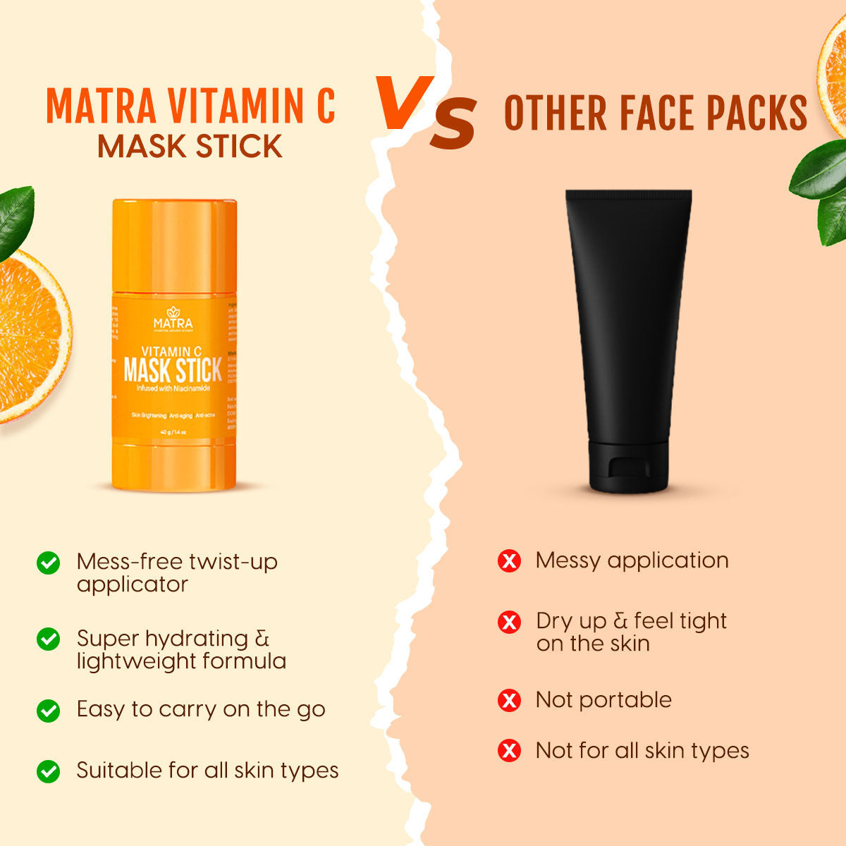Vitamin C Face Mask Stick Infused With Niacinamide For Anti-Aging,Skin Brightening & Anti-Acne
