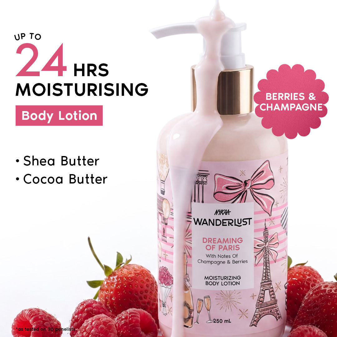 Nykaa Wanderlust Bestseller Perfume Body Lotion (Long Lasting Fragrance) Up to 24 Hrs Moisturisation - Dreaming-of-Paris