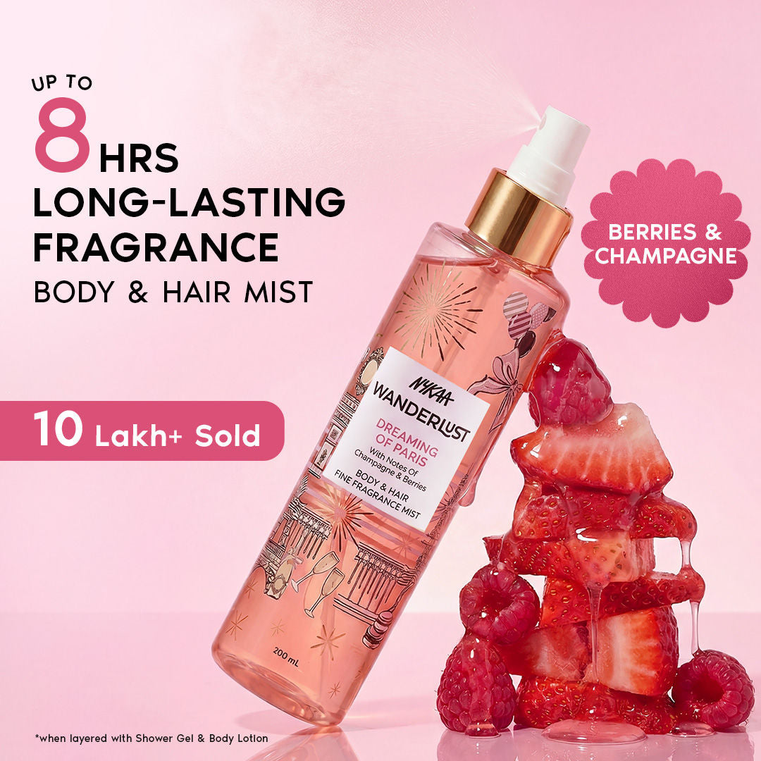 Nykaa Wanderlust Bestseller 2-in-1 Body & Hair Perfume Mist Long Lasting Fragrance - Upto 8 hours