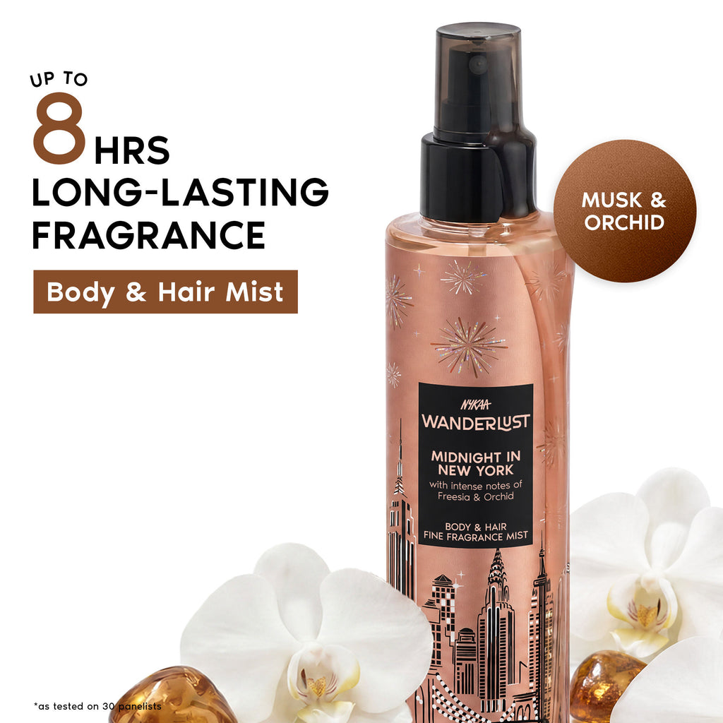 Midnight in New York Hair & Body Mist Long-Lasting Night Fragrance Orchid Caramel