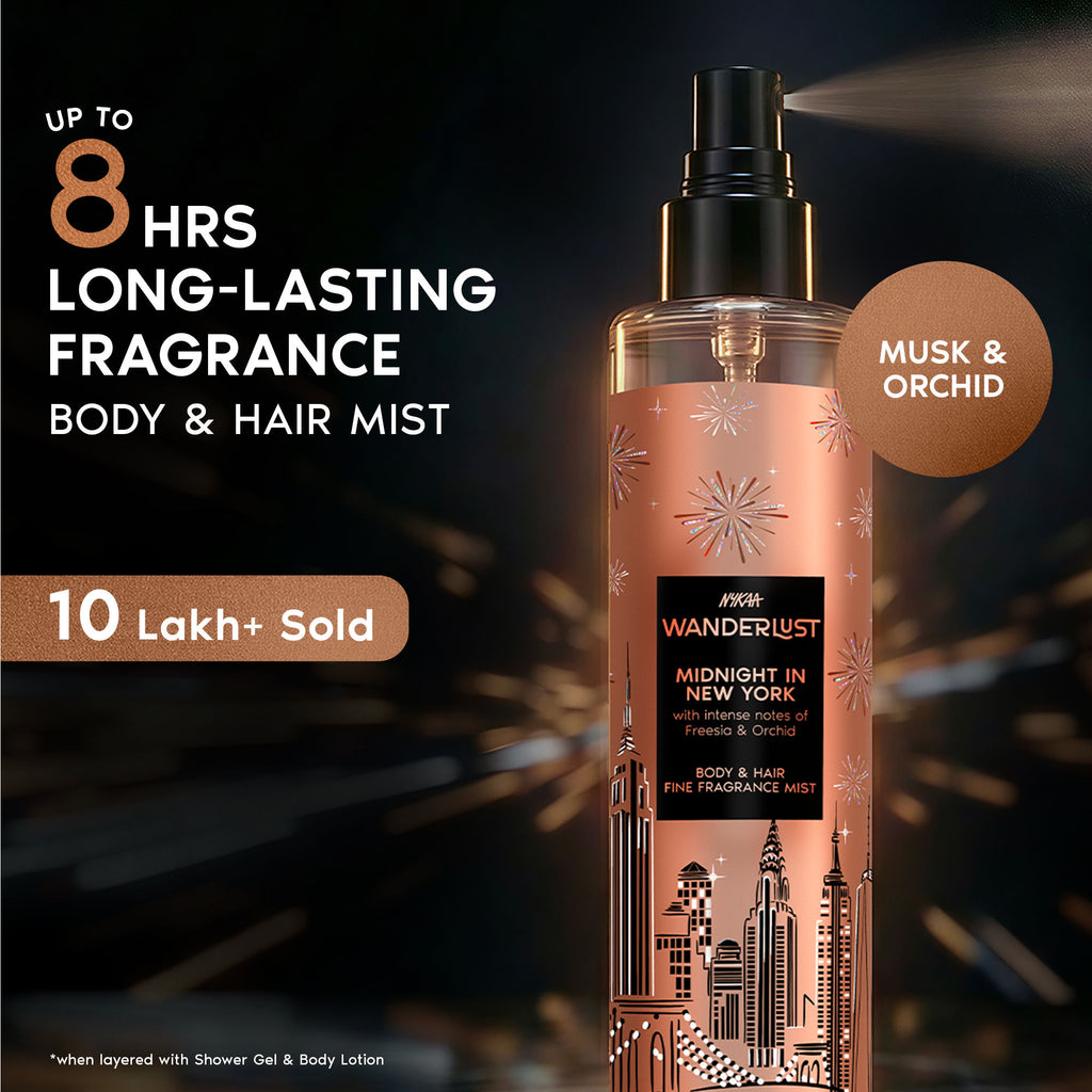 Midnight in New York Hair & Body Mist Long-Lasting Night Fragrance Orchid Caramel