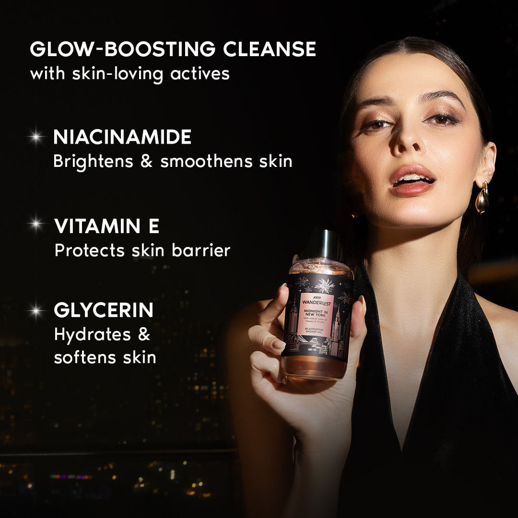Midnight in New York Hydrating Body Wash Niacinamide Vit E Musk Orchid Caramel Lily