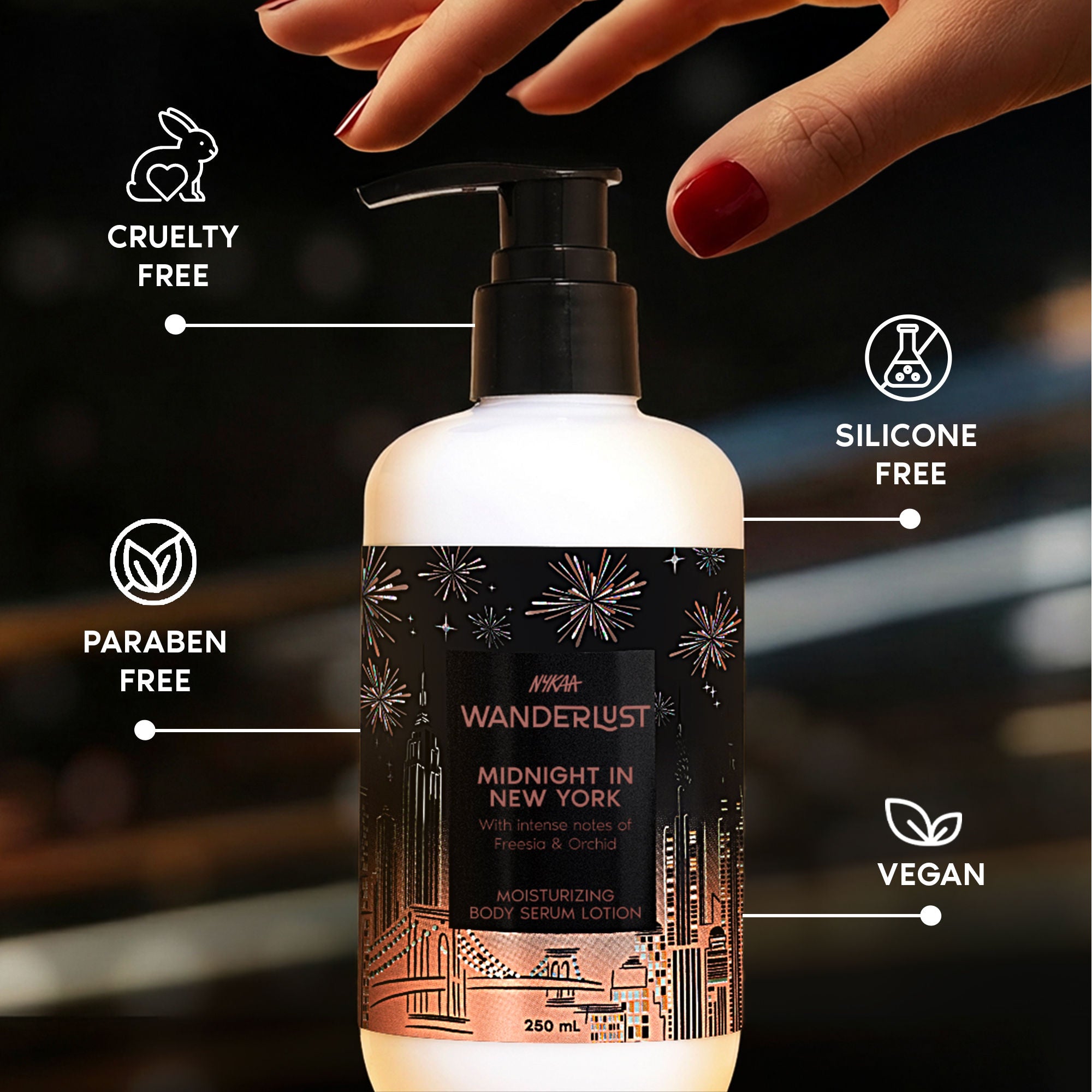 Midnight in New York Moisturising Brightening Body Lotion Niacinamide Vit E Orchid