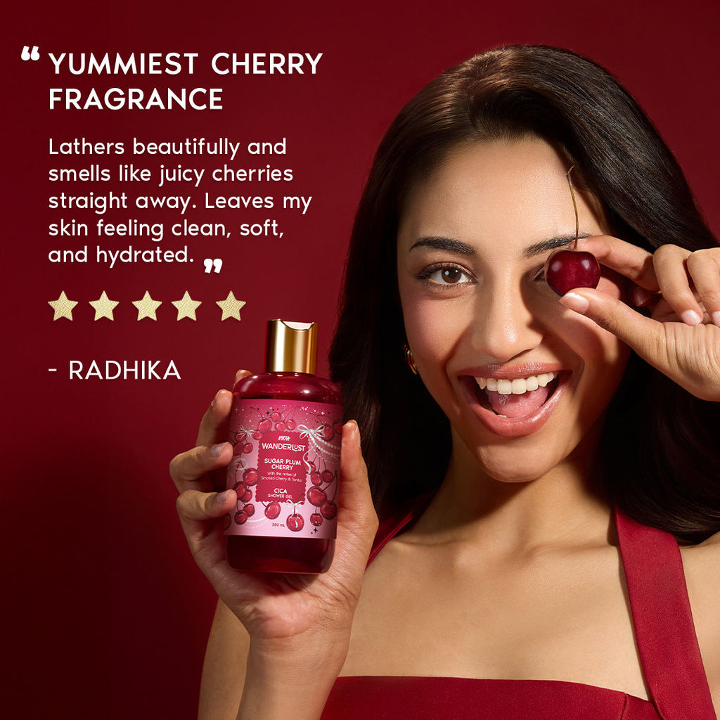 Sugar Plum Cherry Perfume Shower Gel With Cica, Vitamin E (Raspberry, Rose Perfume)