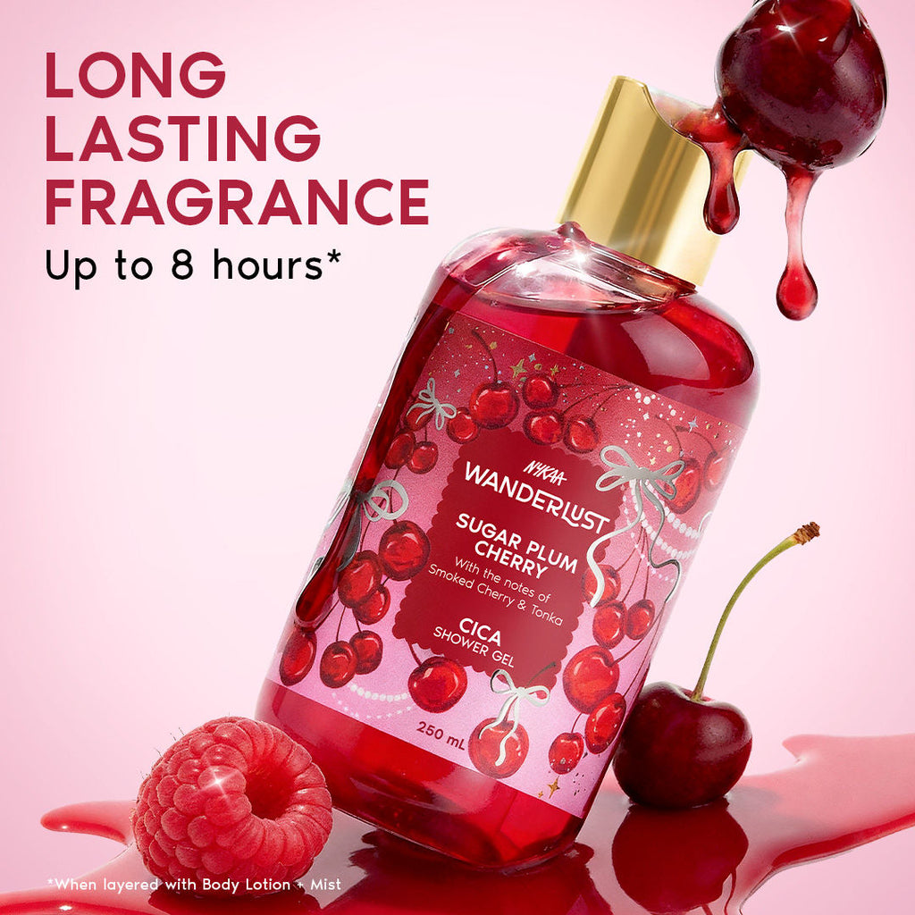 Sugar Plum Cherry Perfume Shower Gel With Cica, Vitamin E (Raspberry, Rose Perfume)