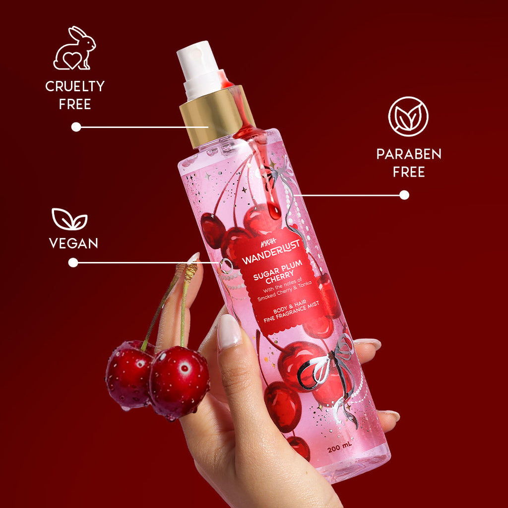 Sugar Plum Cherry Body & Hair Perfume Mist Long Lasting Fragrance (Raspberry, Rose)