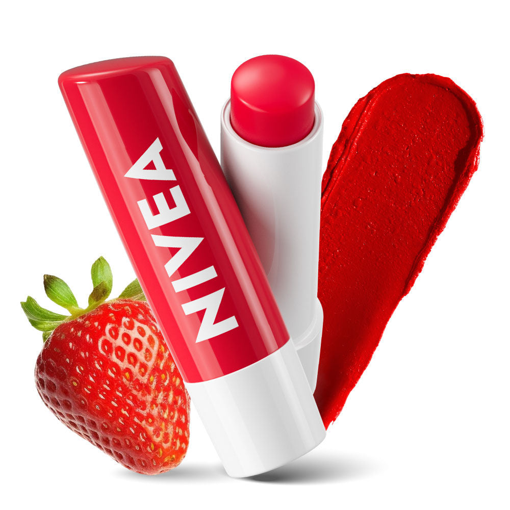 Tinted Lip Balm With Natural Oils & 24H Melt-In Moisture Cherry Shine - Fruity Strawberry Shine