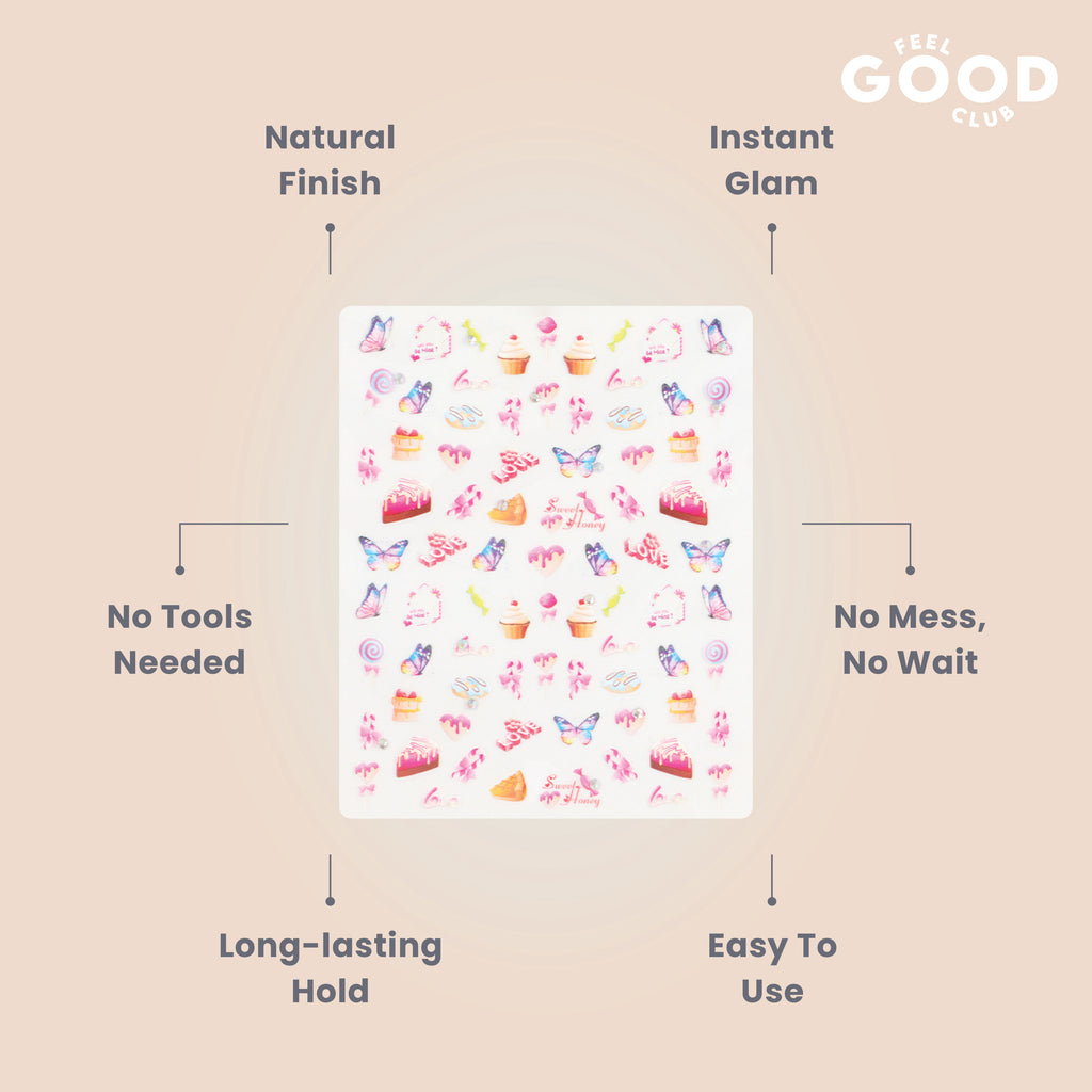 Sugar Rush Stickers For Quick Easy Nail Art - Peel & Apply On Dry Nail Polish Enamel