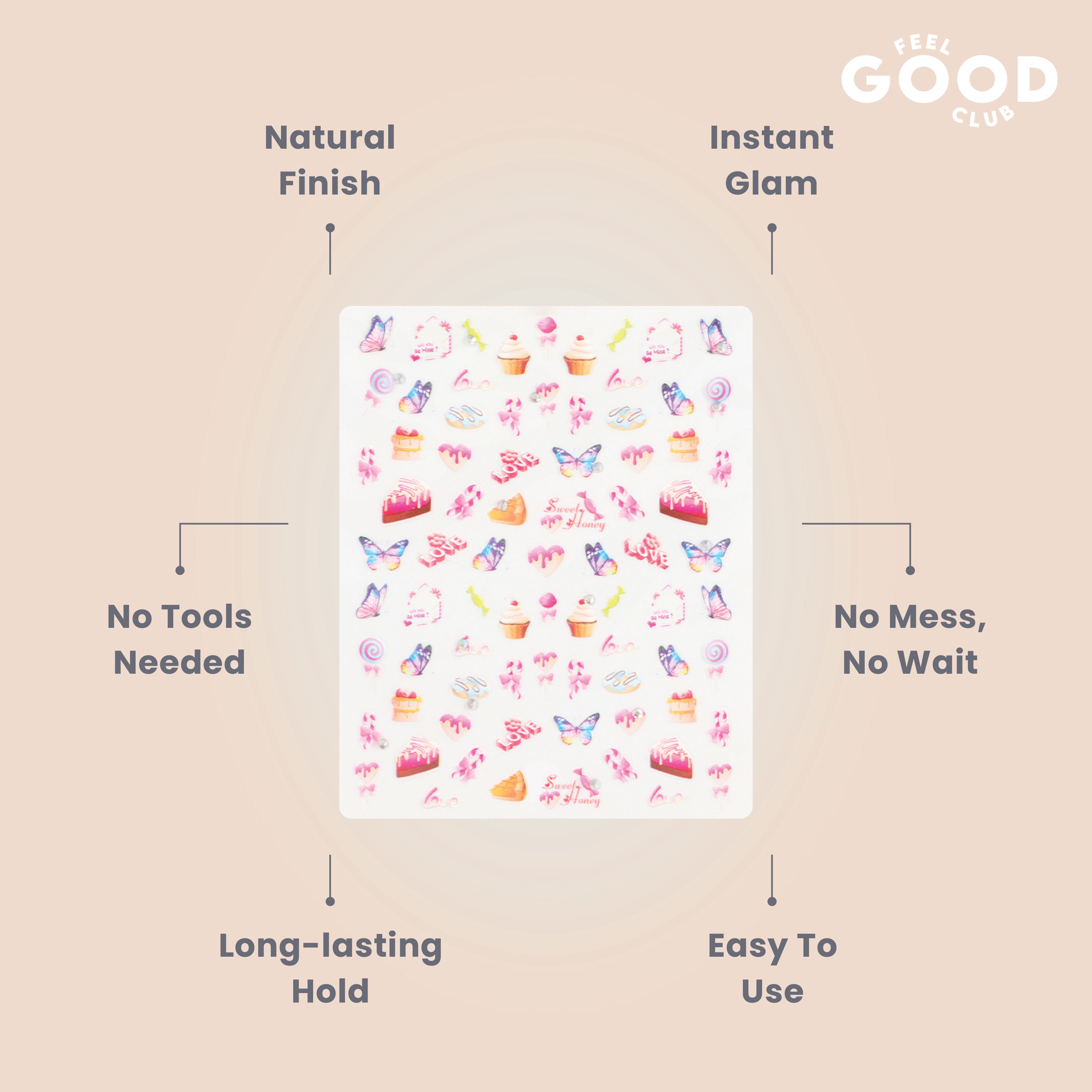 Sugar Rush Stickers For Quick Easy Nail Art - Peel & Apply On Dry Nail Polish Enamel