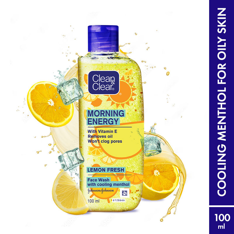 Morning Energy Lemon Fresh Face Wash - Gentle Cleanser with Menthol for Oily Skin - 100ml