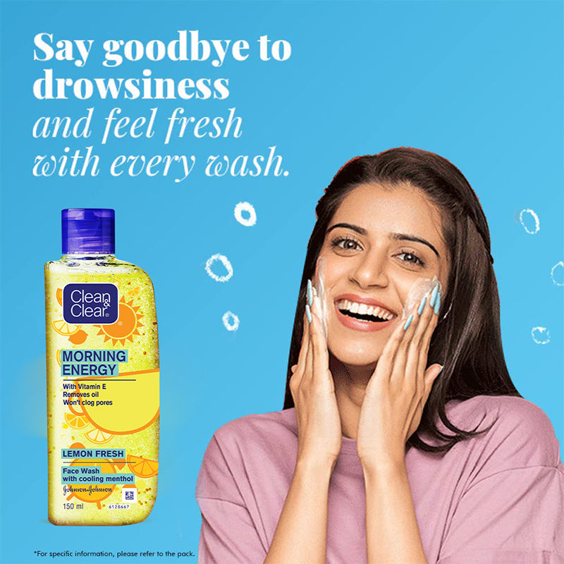 Morning Energy Lemon Fresh Face Wash - Gentle Cleanser with Menthol for Oily Skin