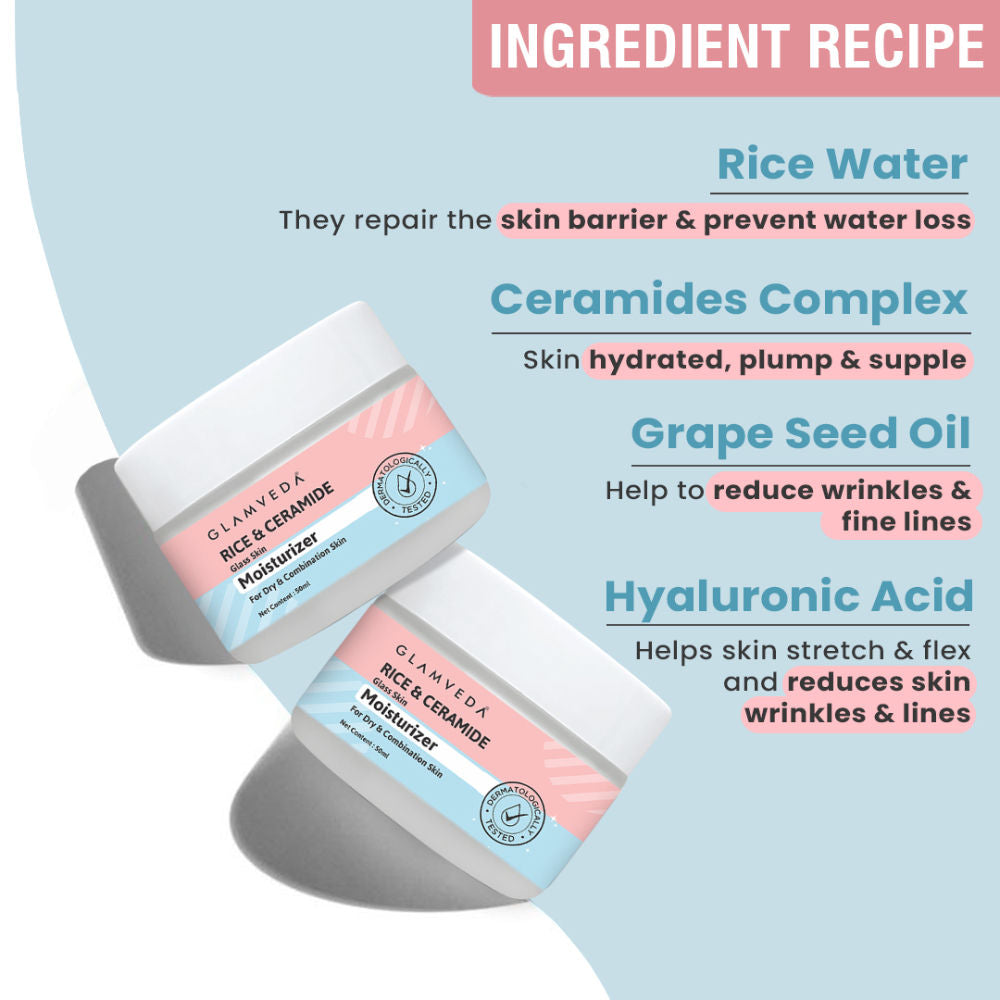 Korean Rice & Ceramide Lightweight Face Moisturizer Cream For Glass Skin
