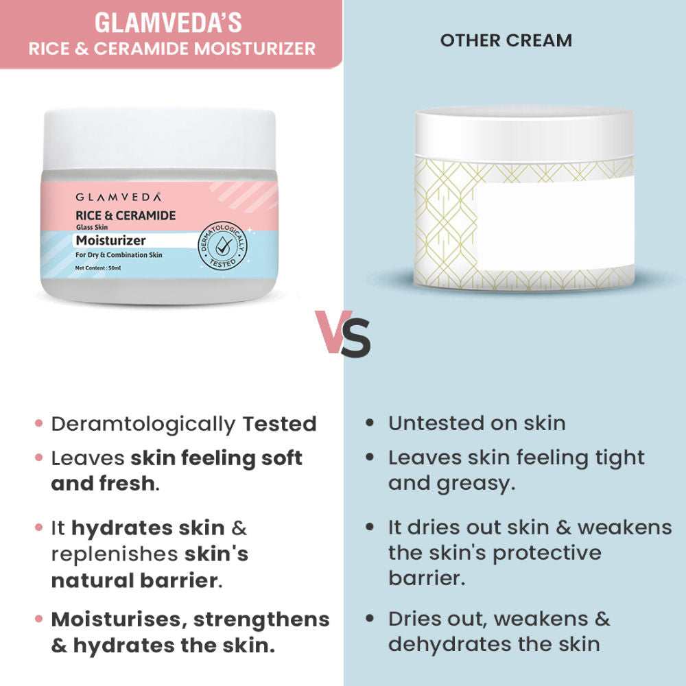 Korean Rice & Ceramide Lightweight Face Moisturizer Cream For Glass Skin