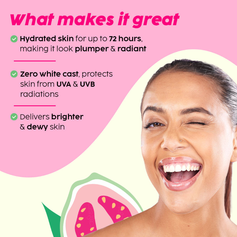 SPF 50+ Guava Glow Invisible Sunscreen Gel For UV A, UV B Protection with Ceramides and Vit C