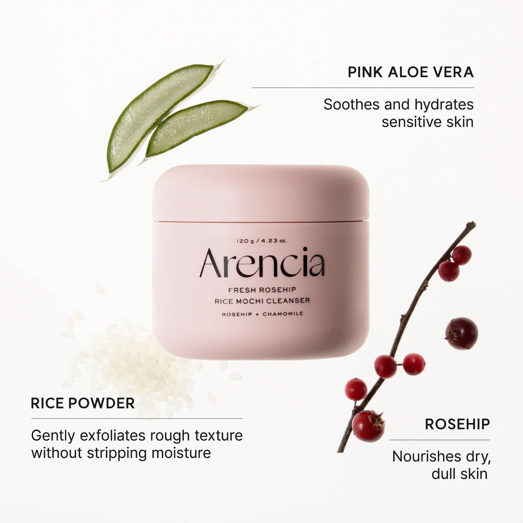 Fresh Rosehip Rice Mochi Cleanser - All-In-One Cleanser, Mask & Makeup Remover for Dull Skin