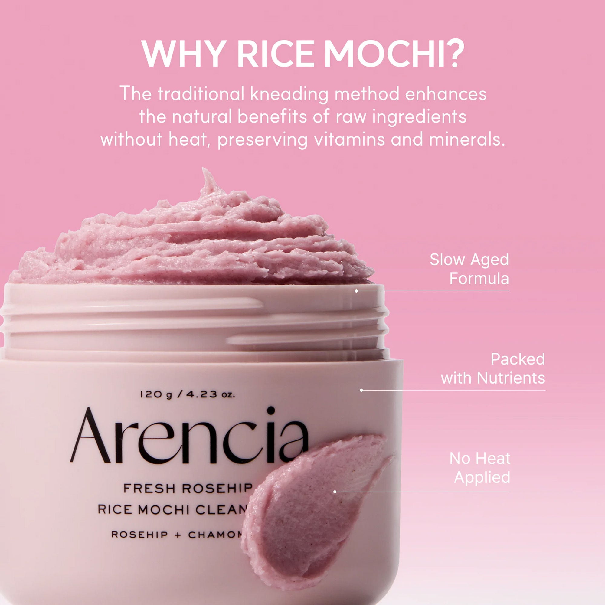 Fresh Rosehip Rice Mochi Cleanser - All-In-One Cleanser, Mask & Makeup Remover for Dull Skin