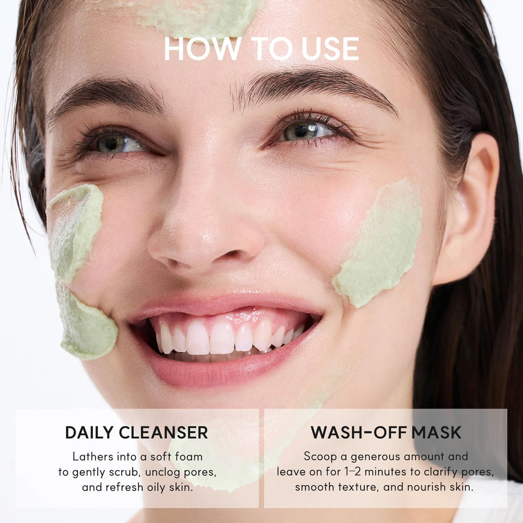 Fresh Green Rice Mochi Cleanser - Korean Cleanser, Mask & Makeup Remover, Reduces Blackheads