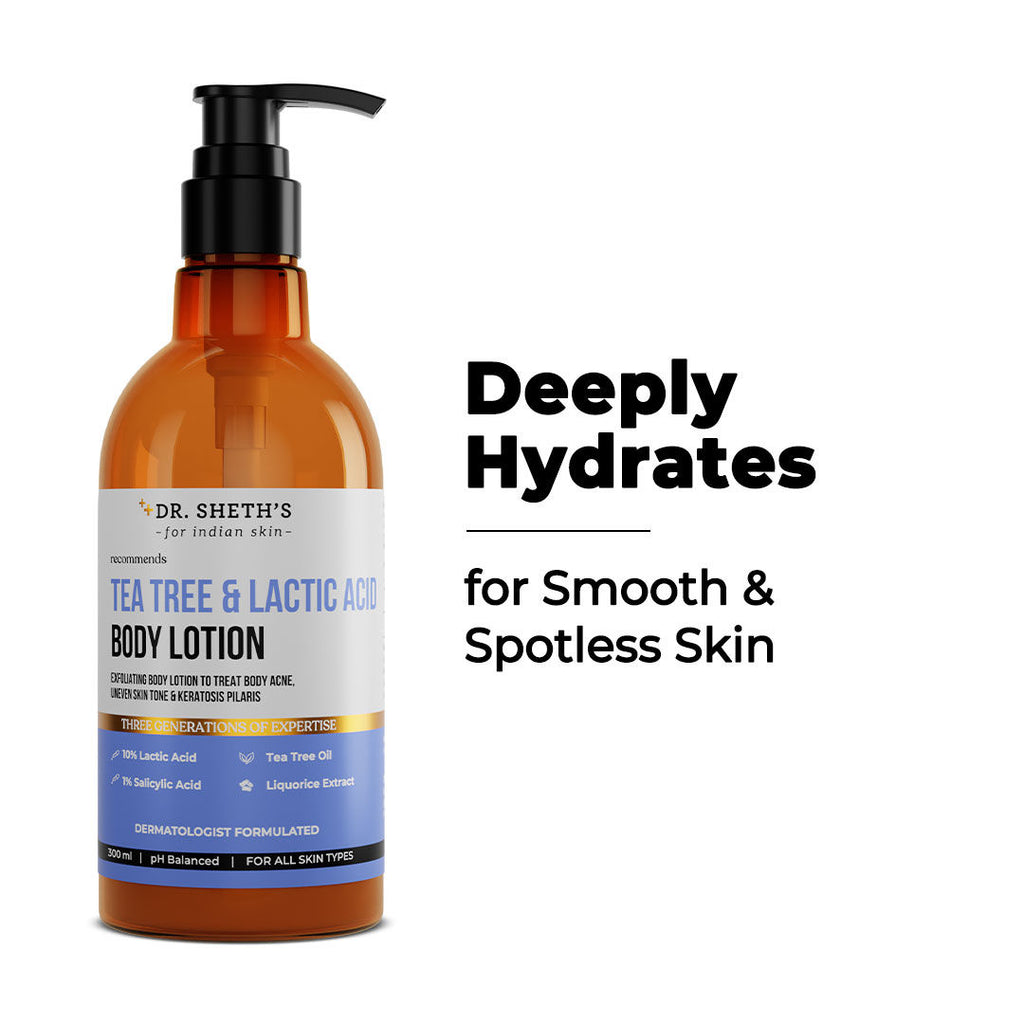 Tea Tree & Lactic Acid Body Lotion Provides Even Skin Tone, Reduce Body Acne - 300ml