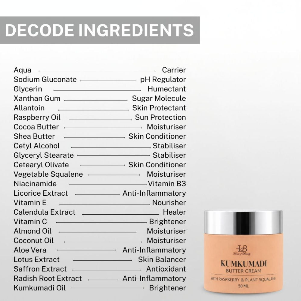Kumkumadi Butter Cream With Raspberry & Plant Squalane