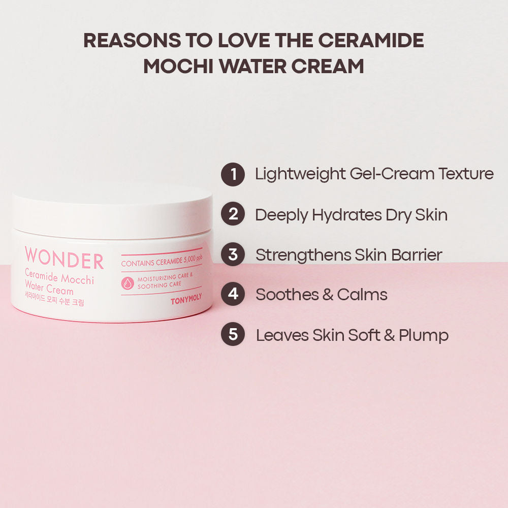 Korean Wonder Ceramide Mochi Water Cream-Gel Moisturiser with Aloe to Hydrate Dry Skin