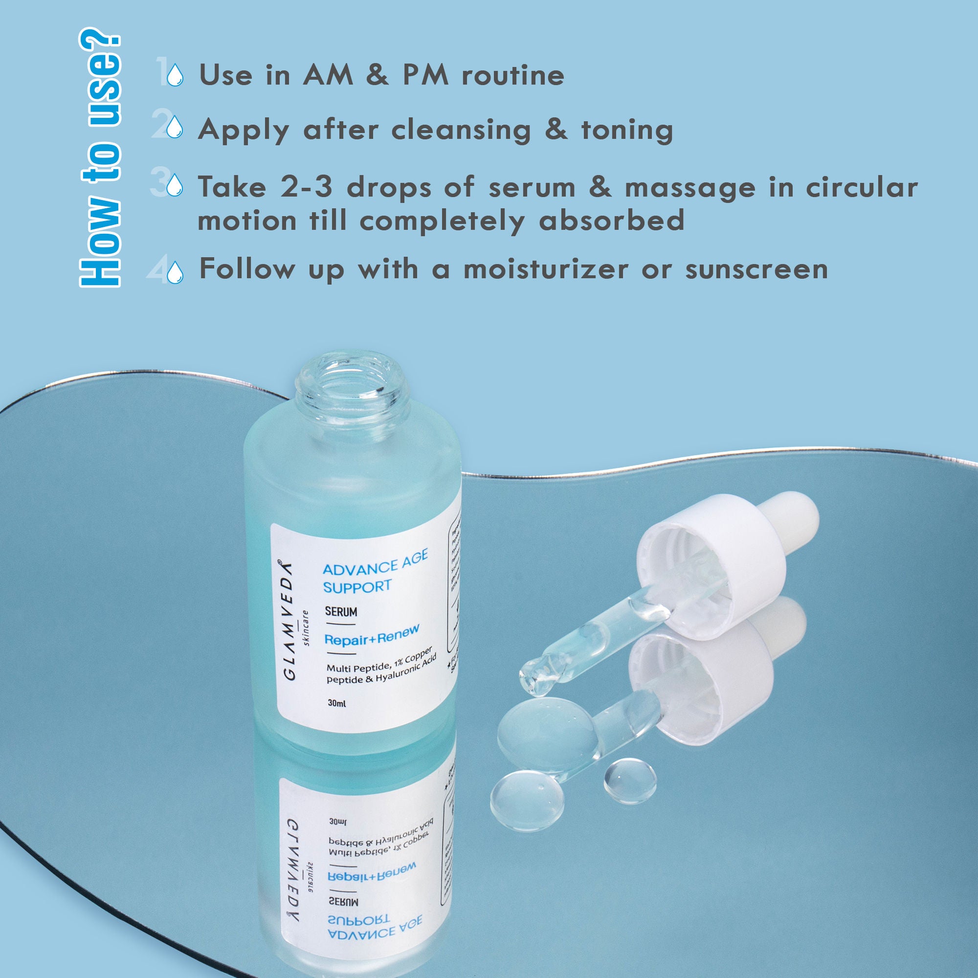 1% Copper Peptide + Hyaluronic Acid Anti Aging Serum - Reduces Fine Lines & Wrinkles