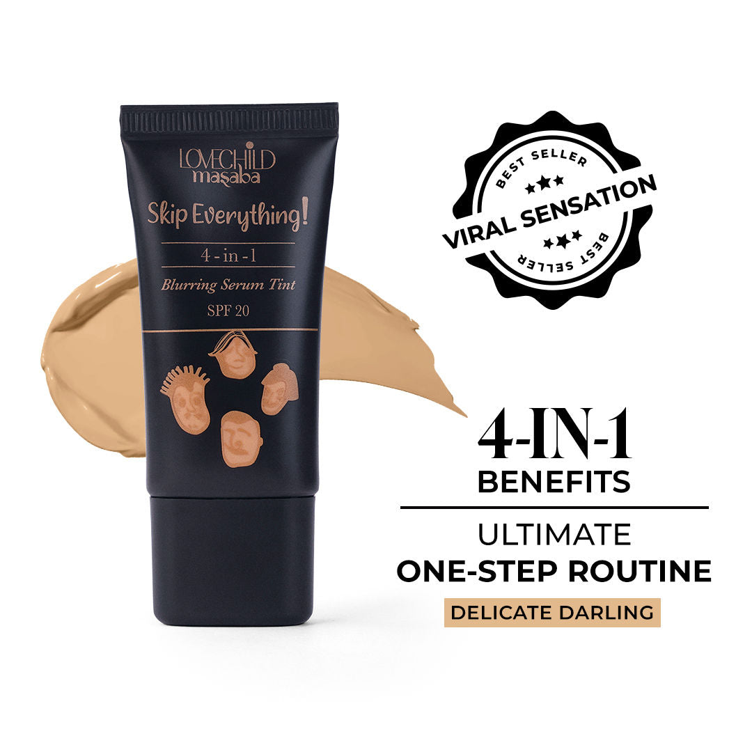 Skip Everything Serum Skin Tint SPF 20, Liquid Foundation for all Skin type, Enriched with Vitamin E for anti-ageing benefits - Delicate Darling