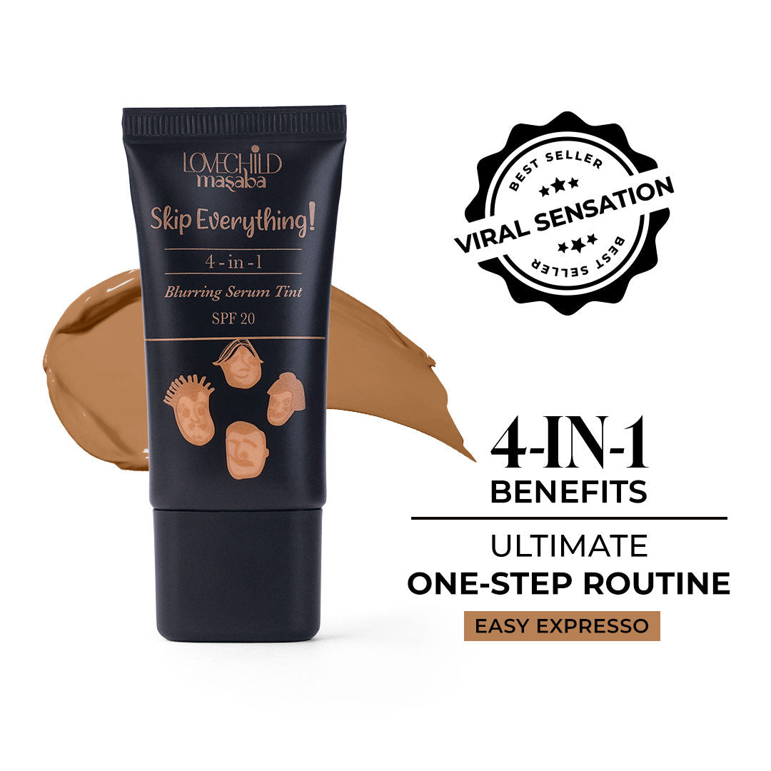 Skip Everything Serum Skin Tint SPF 20, Liquid Foundation for all Skin type, Enriched with Vitamin E for anti-ageing benefits - Tough Toffee