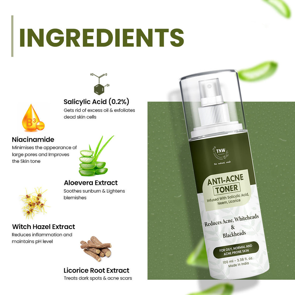 Anti Acne Toner with Salicylic acid, Controls sebum, Tightens pores
