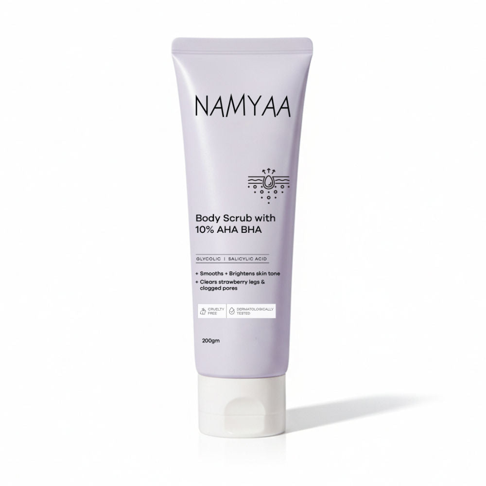 Body Scrub With 10% AHA BHA - Glycolic, Lactic & Salicylic Acid Exfoliator