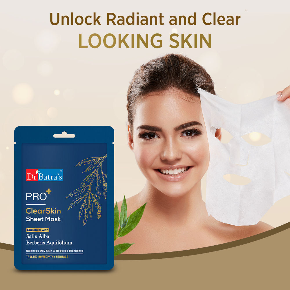 Dr Batras Pro + Clear Skin Sheet Mask,Get Glowing Skin, Paraben free,All Skin Type,Natural Extract
