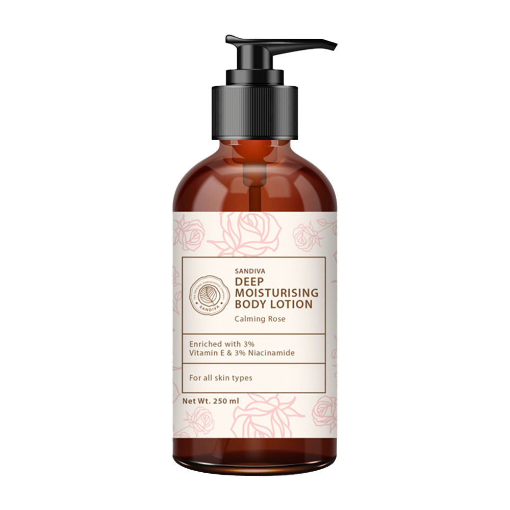 Deep Moisturising Body Lotion, 3% Vitamin E & Niacinamide, Deep Nourishment - Calming Rose