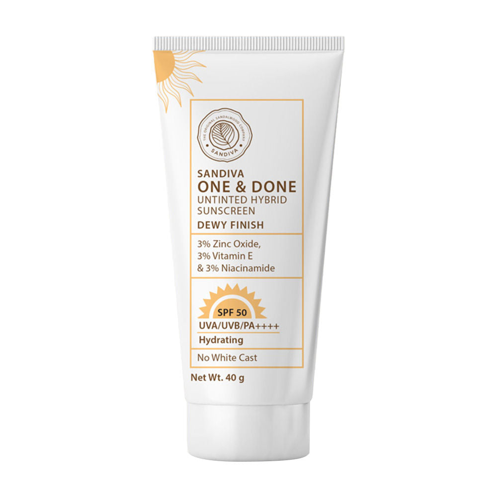 Untinted Hybrid Sunscreen SPF 50, 3% Zinc Oxide, Niacinamide & Vitamin E - Dewy Finish