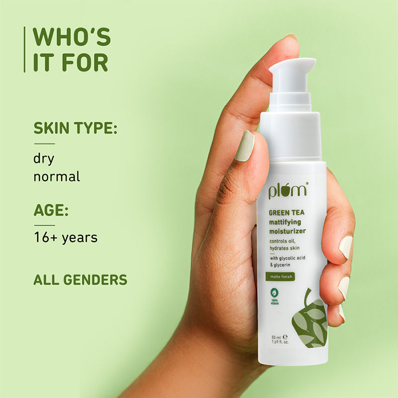 Green Tea Mattifying Moisturizer With Glycolic Acid & Glycerin For matte finish controls oil,hydrates skin