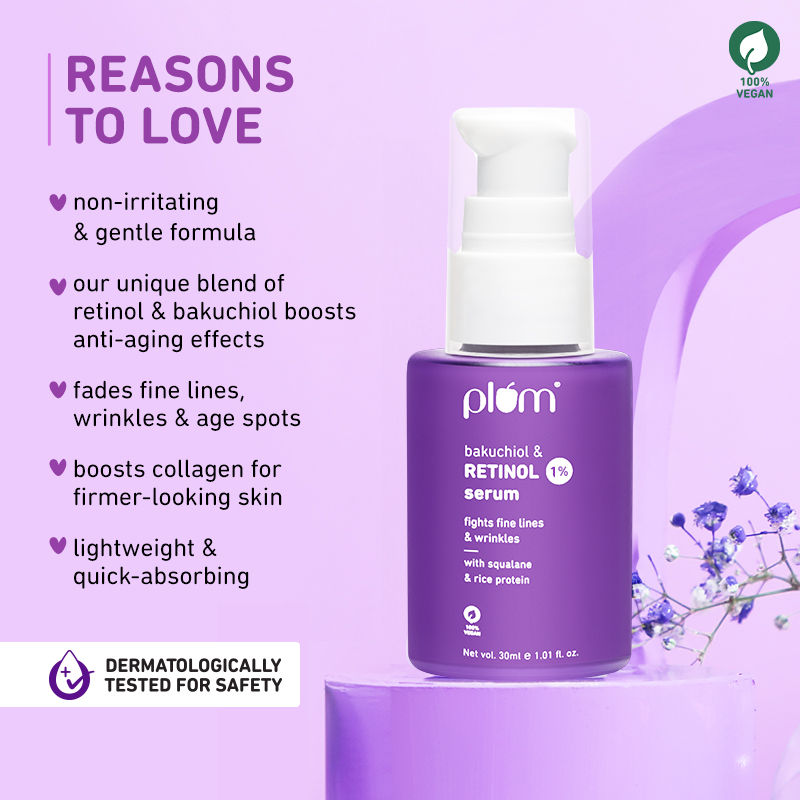 1% Retinol Face Serum With Bakuchiol- Boosts Collagen- Reduces Fine Lines & Wrinkles