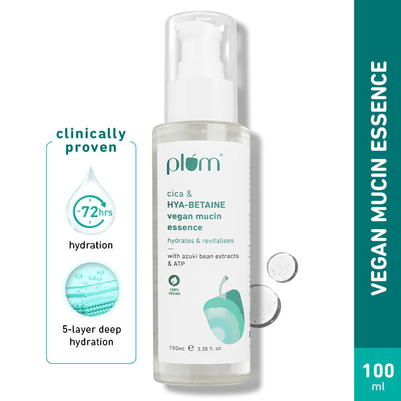 Vegan Mucin Essence with Cica & Hya-Betaine for Soothing, Multi-Layer 72-Hr Hydration