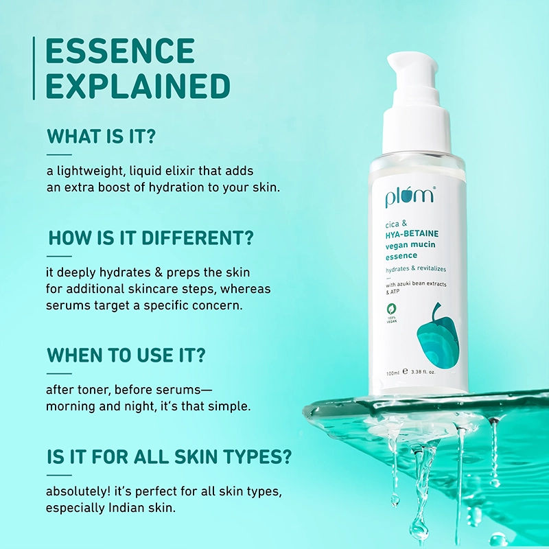 Vegan Mucin Essence with Cica & Hya-Betaine for Soothing, Multi-Layer 72-Hr Hydration