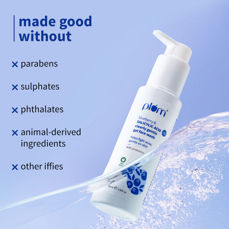 1% Salicylic Acid & Blueberry Clearly Gentle Gel Face Wash, For Acne Prone & Oily Skin