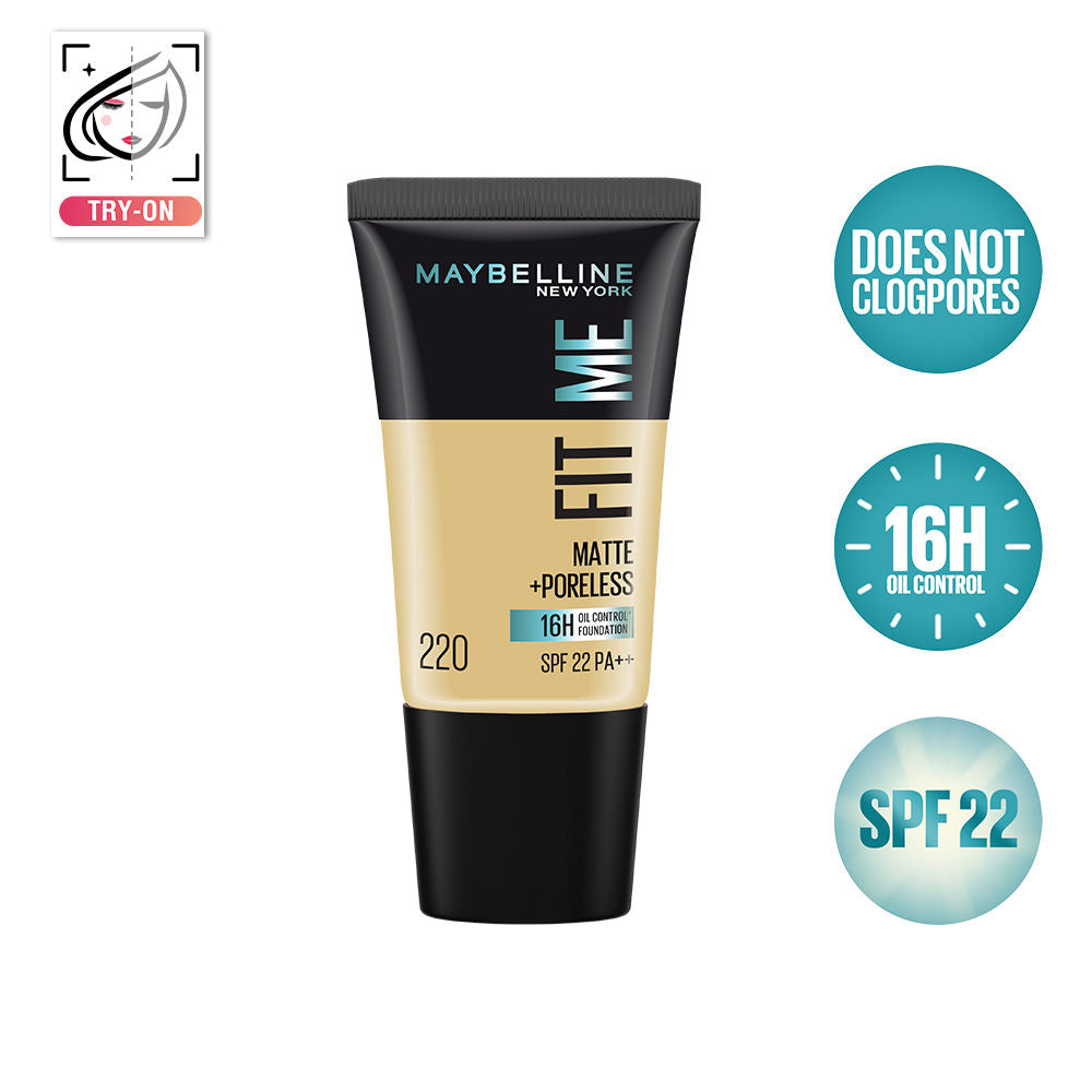 Fit Me Matte+Poreless 16H Oil Control Foundation with SPF 22 - 115 Ivory - 220 Natural Beige