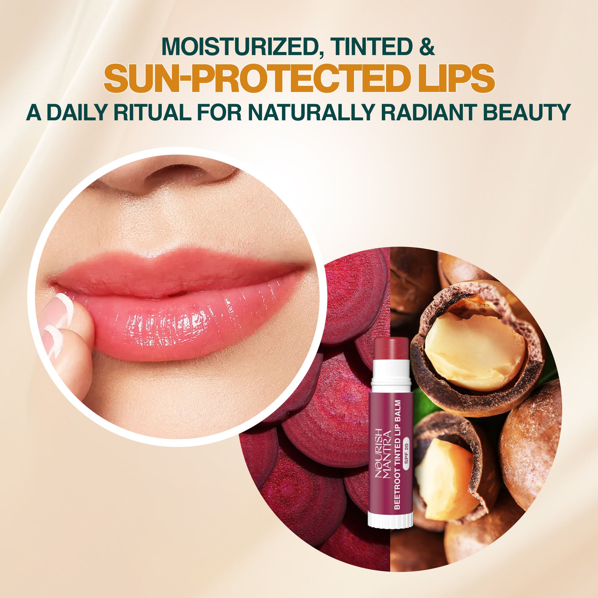 Beetroot Tinted Lip Balm with SPF 20 for Smooth, Nourished & Protected Lips