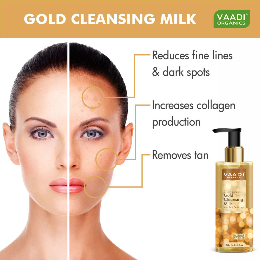 Gold Cleansing Milk With 24k Gold Leaf - 3-skin Benefits