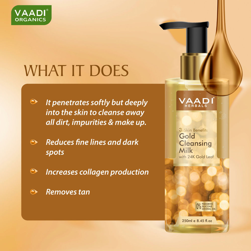 Gold Cleansing Milk With 24k Gold Leaf - 3-skin Benefits