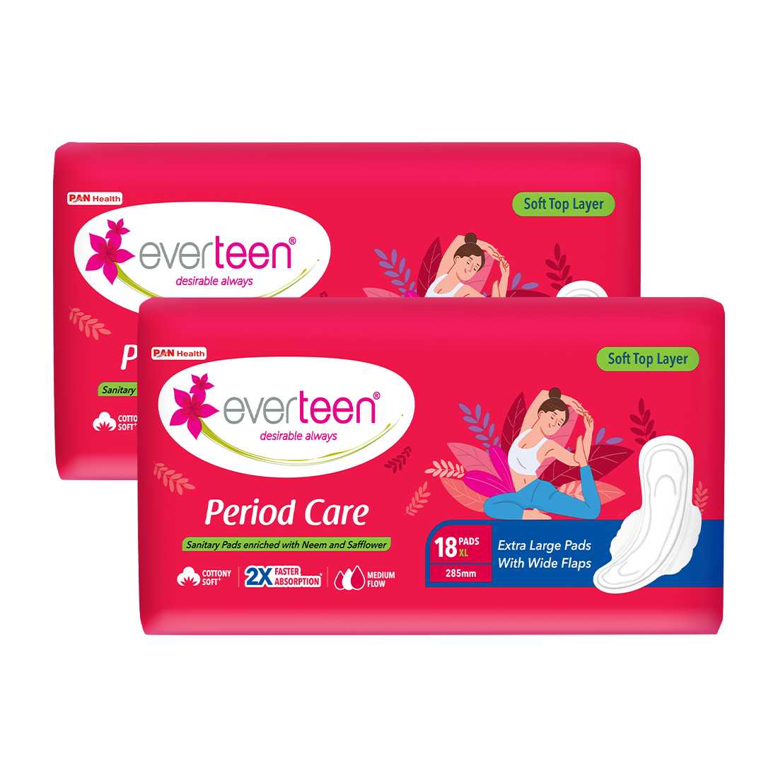 Period Care XL Soft Sanitary Napkins Pads - Neem & Safflower, Medium Flow